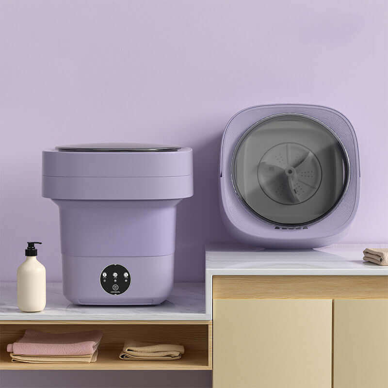 Portable folding mini washing machine with 5kg capacity and powerful decontamination, perfect for small spaces in the USA.