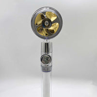 Water Saving Shower Head with 360-Degree Rotation - Pressurized, Built-in Turbofan, Detachable