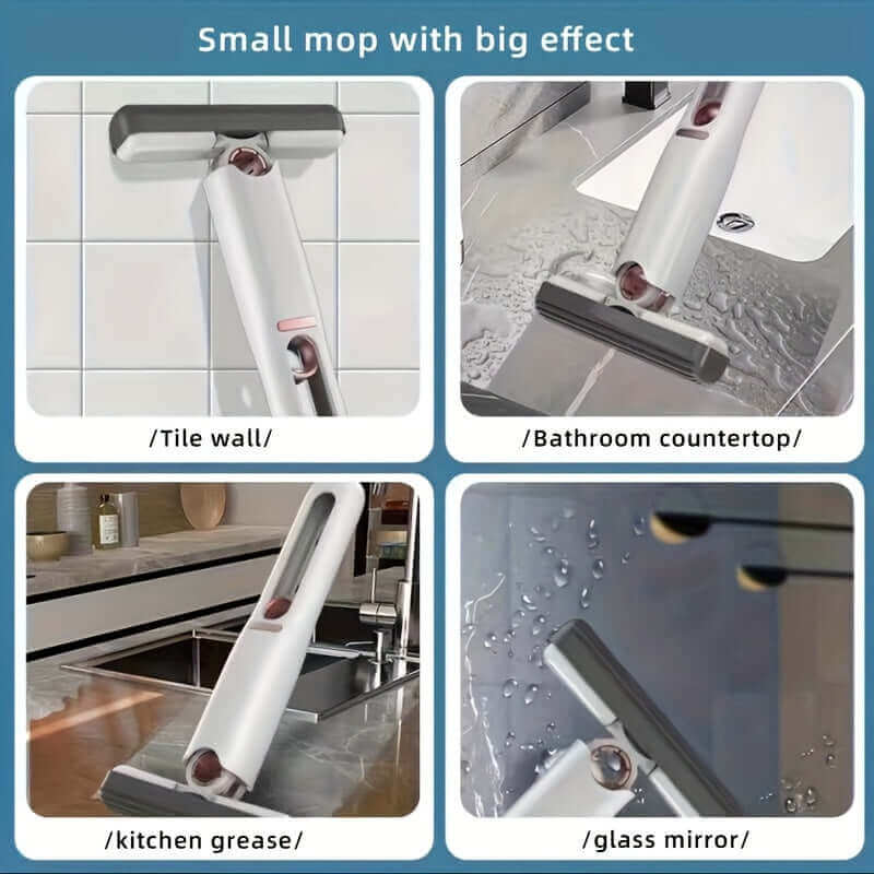 Portable self-squeezing mini mop with lightweight and compact design, perfect for small spaces in the USA.