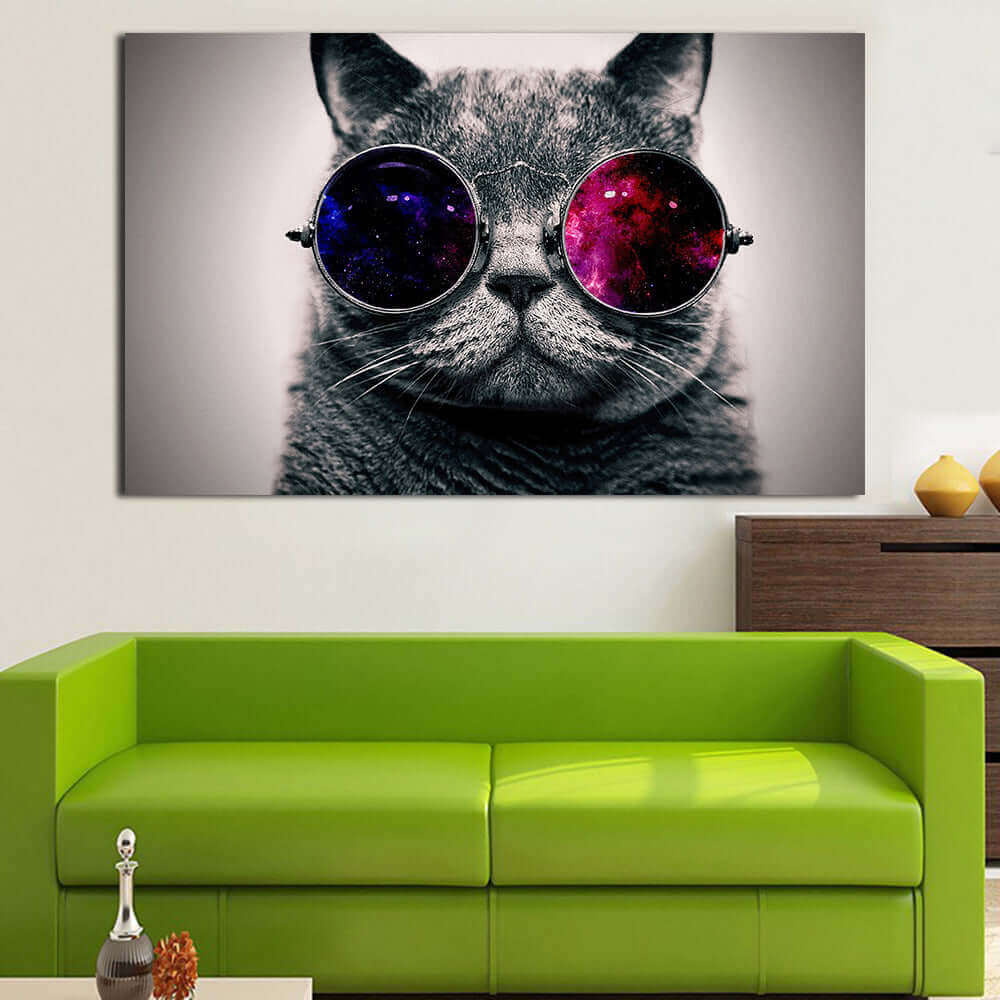 Home Decoration Inkjet Painting Single-frame Cat With Sunglasses