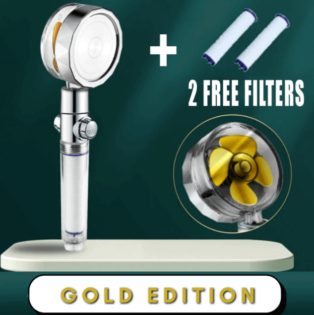 Water Saving Shower Head with 360-Degree Rotation - Pressurized, Built-in Turbofan, Detachable