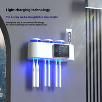 Intelligent UV drying toothbrush sterilizer storage with light charging technology in white color