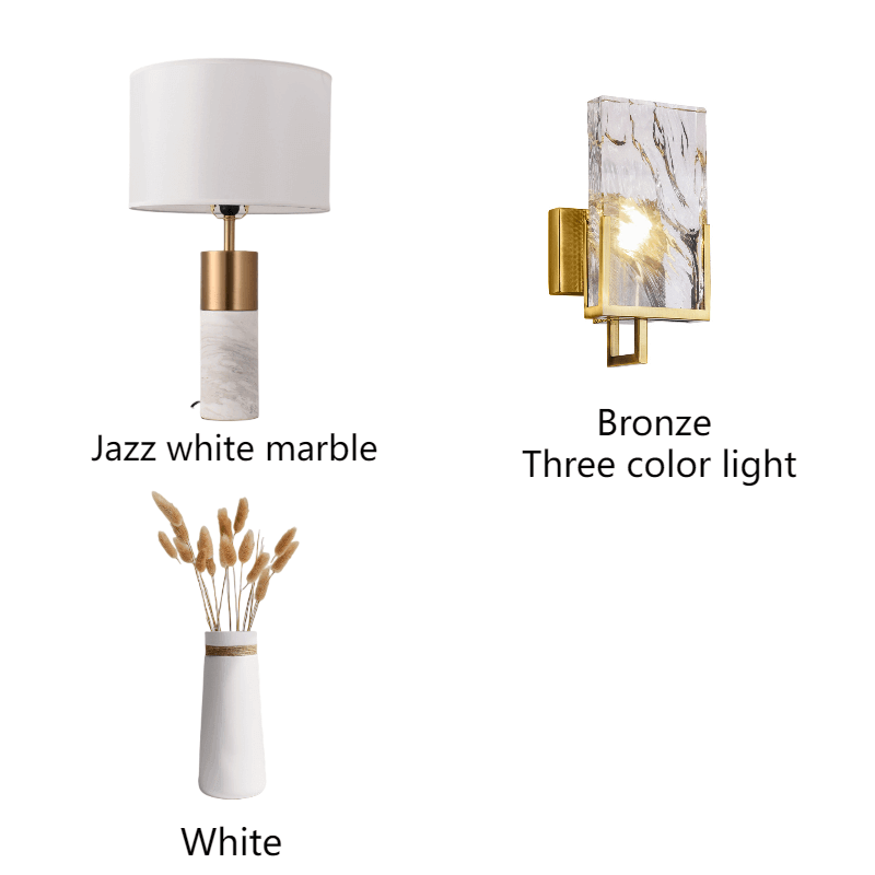 Decorative lighting fixtures with labels for style and color.