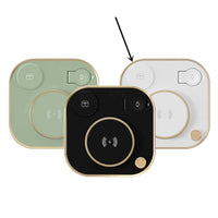 Three-in-one wireless magnetic chargers in green, black, and white with 15W fast charging capabilities.