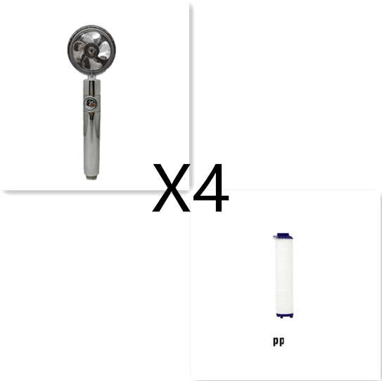Water Saving Shower Head with 360-Degree Rotation - Pressurized, Built-in Turbofan, Detachable