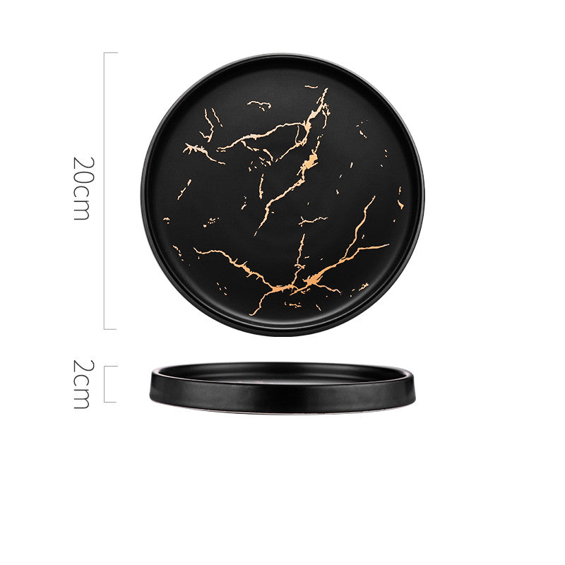 Marbled ceramic steak dinner plate