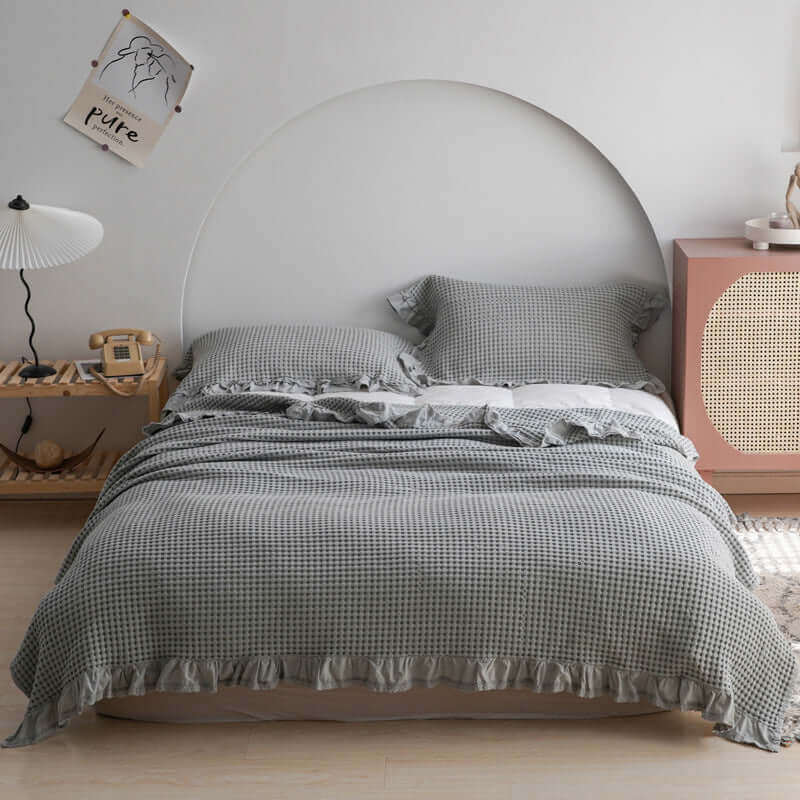 Waffle Plaid Blankets for Bed Sofa Throws Cotton Yarn Towel Blanket for Kids Adult Summer Air Conditioning Quilt Bedspread