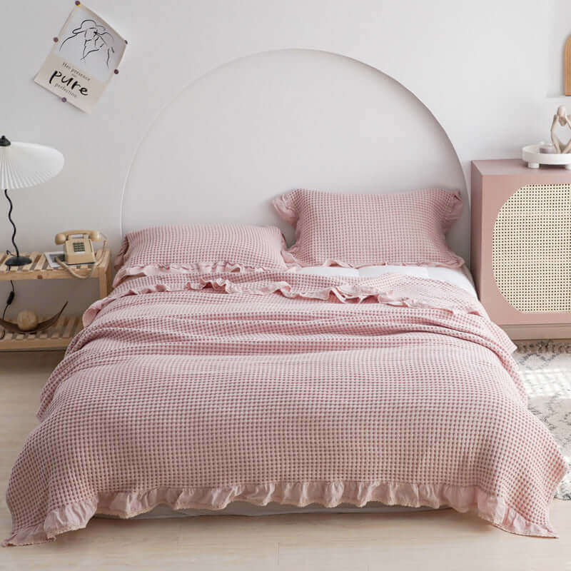 Waffle Plaid Blankets for Bed Sofa Throws Cotton Yarn Towel Blanket for Kids Adult Summer Air Conditioning Quilt Bedspread