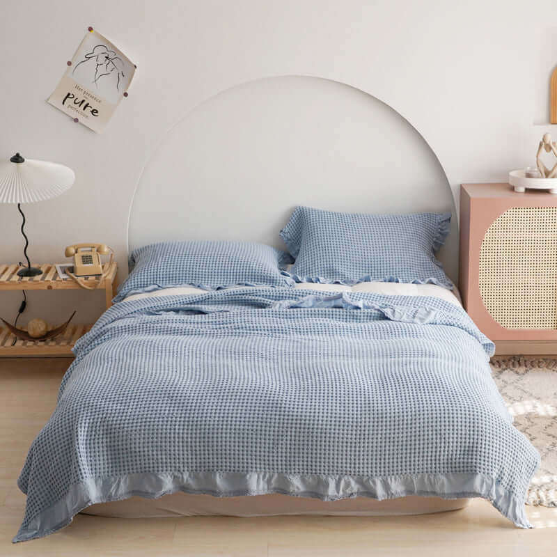 Waffle Plaid Blankets for Bed Sofa Throws Cotton Yarn Towel Blanket for Kids Adult Summer Air Conditioning Quilt Bedspread
