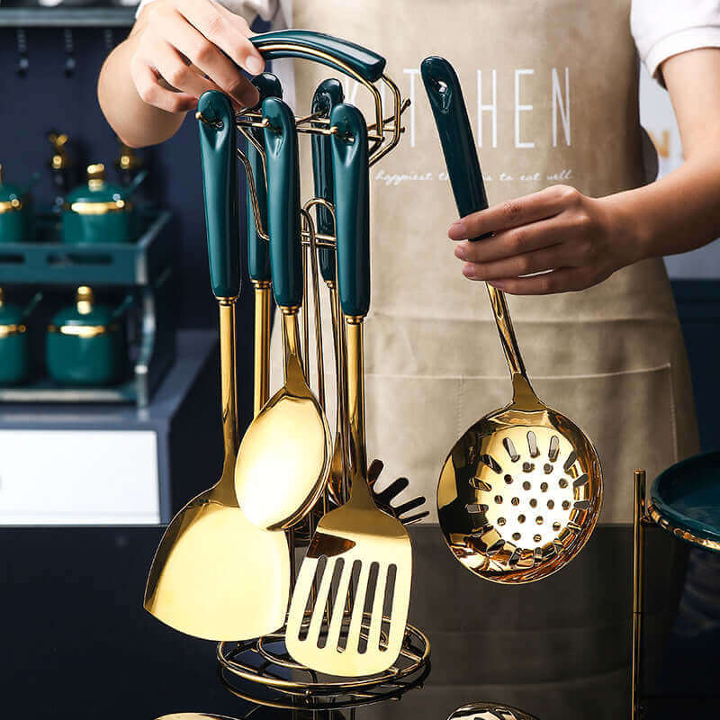 Edelstahl Silikon Löffel Set 7 tlg