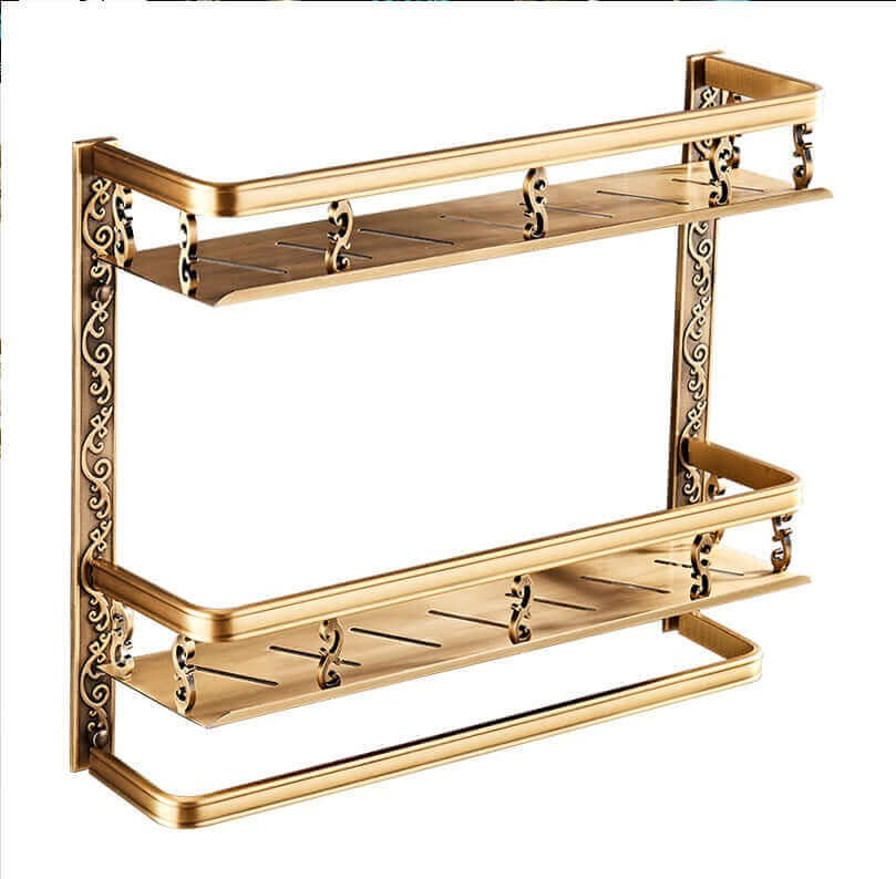 Space-saving shower shelf organizer with pole for shampoo, conditioner, body wash, soap, and more