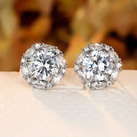 2024 White/Blue/Purple/Green/Red Cubic Zirconia Stud Earrings for Women Newly Designed Luxury Ear Accessories Wedding Jewelry