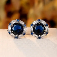 2024 White/Blue/Purple/Green/Red Cubic Zirconia Stud Earrings for Women Newly Designed Luxury Ear Accessories Wedding Jewelry