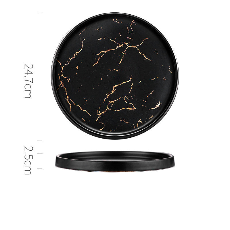 Marbled ceramic steak dinner plate