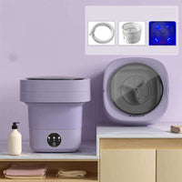 Portable folding mini washing machine with 5kg capacity and powerful decontamination, perfect for small spaces in the USA.