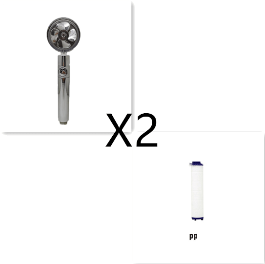 Water Saving Shower Head with 360-Degree Rotation - Pressurized, Built-in Turbofan, Detachable