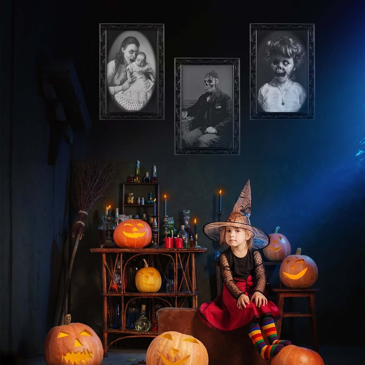 Halloween Deco  3D Face Moving Horror Portrait