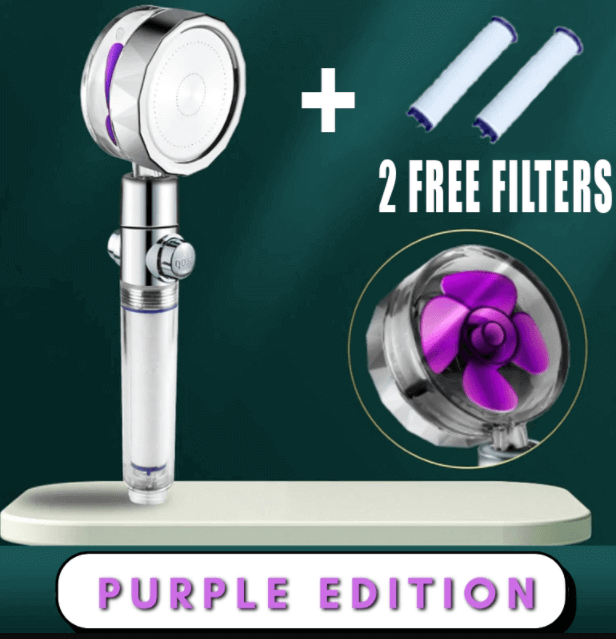 Water Saving Shower Head with 360-Degree Rotation - Pressurized, Built-in Turbofan, Detachable