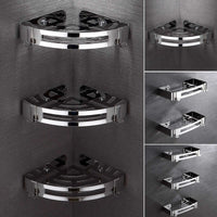 Hole-free bathroom shelf with adhesive mounting system for easy and damage-free installation