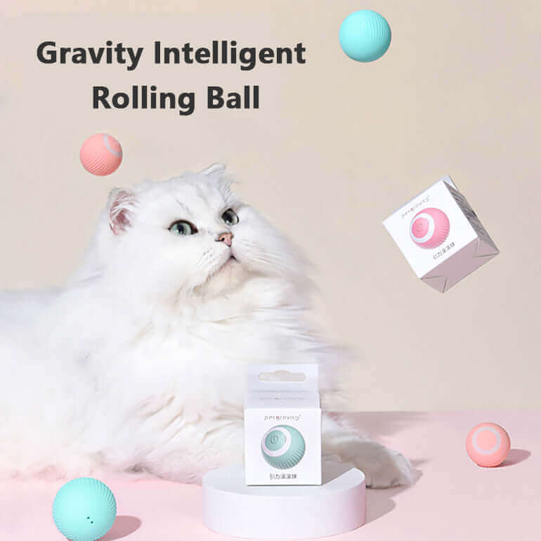 Intelligentes Katzenspielzeug mit rollendem Ball und Schwerkraftsensor