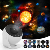Space-themed projector with solar system illustration and planet models.