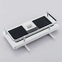 Black and white shower bar rack with electroplated surface for rust-resistant storage