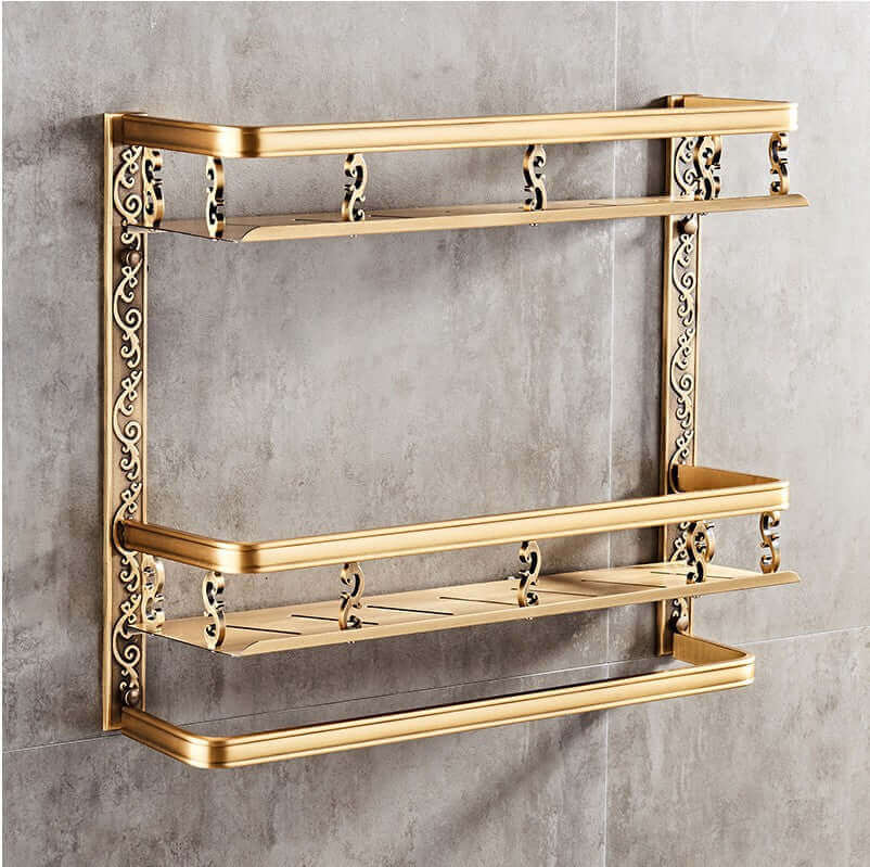 Space-saving shower shelf organizer with pole for shampoo, conditioner, body wash, soap, and more