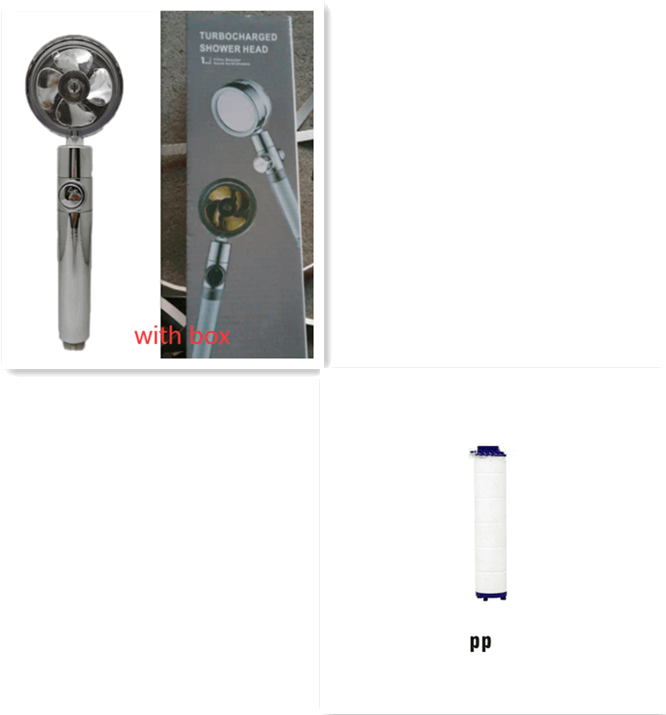 Water Saving Shower Head with 360-Degree Rotation - Pressurized, Built-in Turbofan, Detachable
