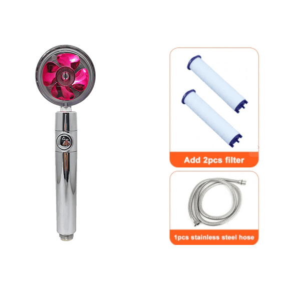 Water Saving Shower Head with 360-Degree Rotation - Pressurized, Built-in Turbofan, Detachable