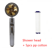 Water Saving Shower Head with 360-Degree Rotation - Pressurized, Built-in Turbofan, Detachable