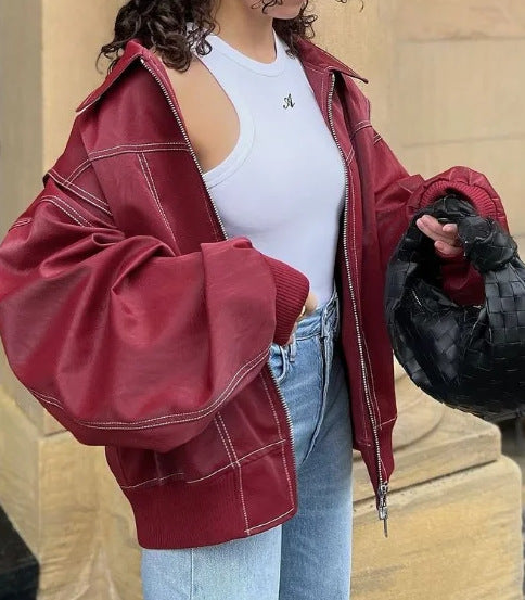 Loose Lapel Zip-up Jacket