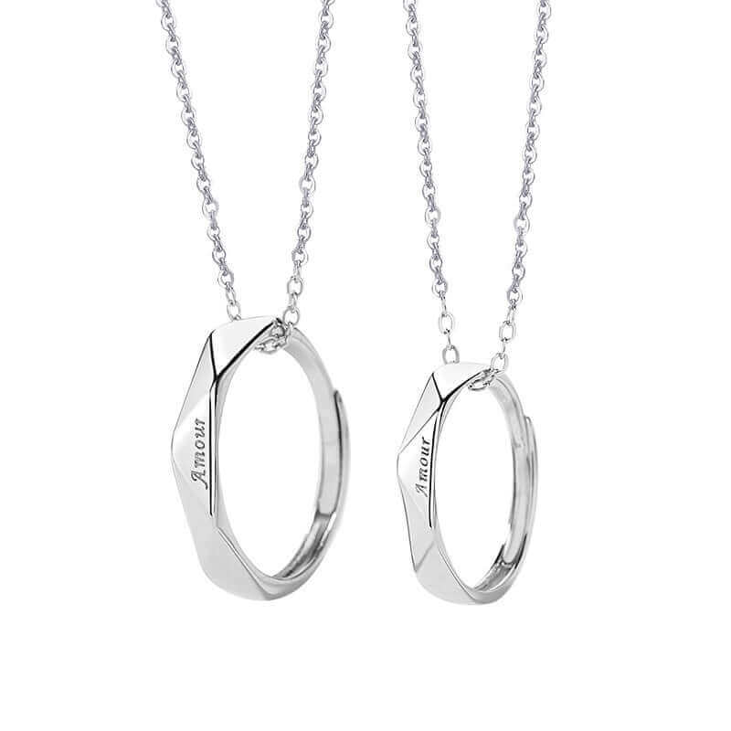 Creative Couple Necklace Sterling Silver Diamond Clavicle Chain