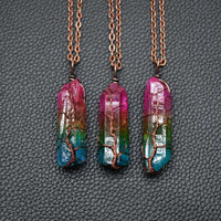 Hot Selling Stone Crystal Pillar Tree Of Life Pendant In Europe And America