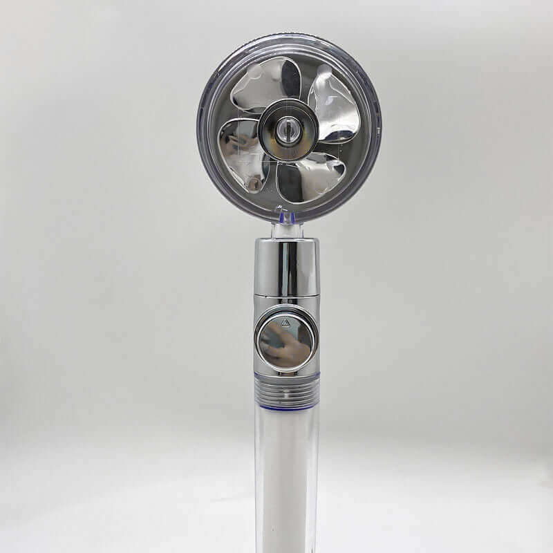 Water Saving Shower Head with 360-Degree Rotation - Pressurized, Built-in Turbofan, Detachable