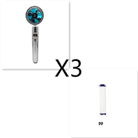 Water Saving Shower Head with 360-Degree Rotation - Pressurized, Built-in Turbofan, Detachable