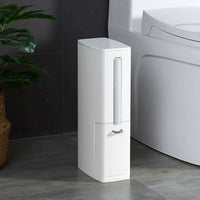 White creative toilet brush trash cans garbage bag set with integrated tissue box
