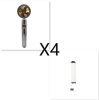 Water Saving Shower Head with 360-Degree Rotation - Pressurized, Built-in Turbofan, Detachable