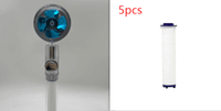Water Saving Shower Head with 360-Degree Rotation - Pressurized, Built-in Turbofan, Detachable
