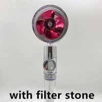 Water Saving Shower Head with 360-Degree Rotation - Pressurized, Built-in Turbofan, Detachable