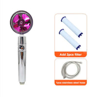 Water Saving Shower Head with 360-Degree Rotation - Pressurized, Built-in Turbofan, Detachable