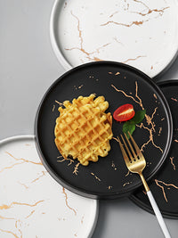 Marbled ceramic steak dinner plate