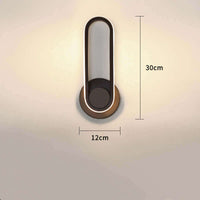 Modern oval bedroom bedside lamp with warm white light, 30cm length and 12cm width, sleek design made of high-quality aluminum.