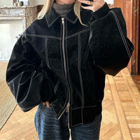 Loose Lapel Zip-up Jacket