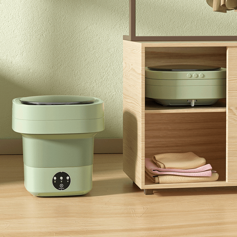 Portable folding mini washing machine with 5kg capacity and powerful decontamination, perfect for small spaces in the USA.