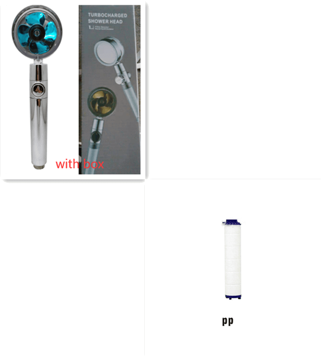 Water Saving Shower Head with 360-Degree Rotation - Pressurized, Built-in Turbofan, Detachable