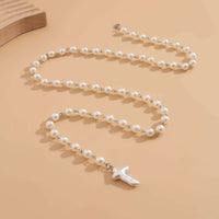 Fashion Stringed Pearls Y-shaped Necklace Cross