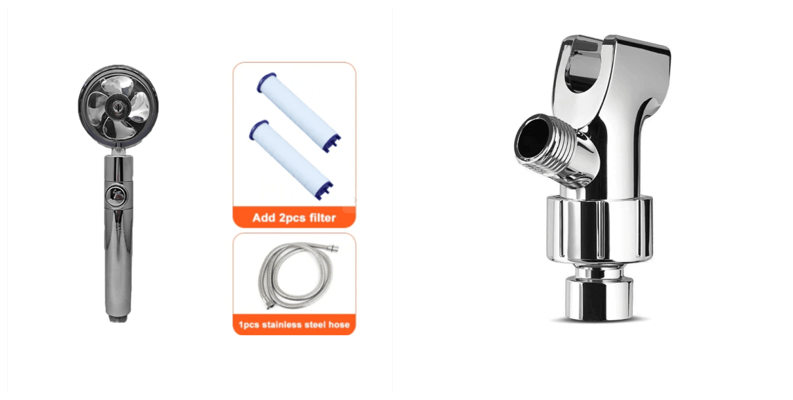 Water Saving Shower Head with 360-Degree Rotation - Pressurized, Built-in Turbofan, Detachable
