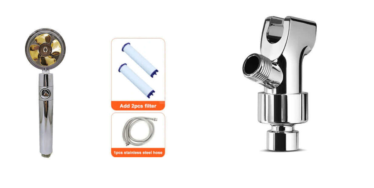 Water Saving Shower Head with 360-Degree Rotation - Pressurized, Built-in Turbofan, Detachable