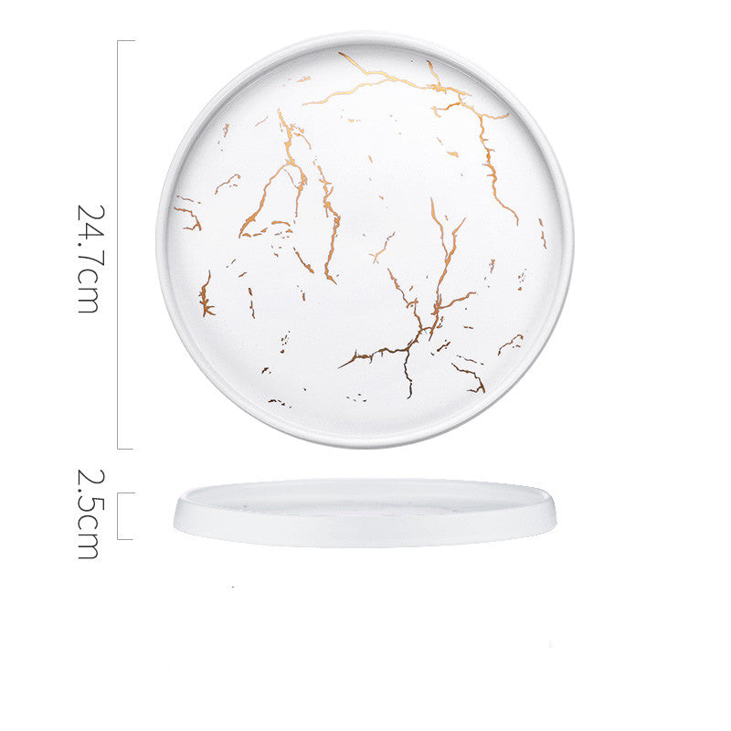 Marbled ceramic steak dinner plate
