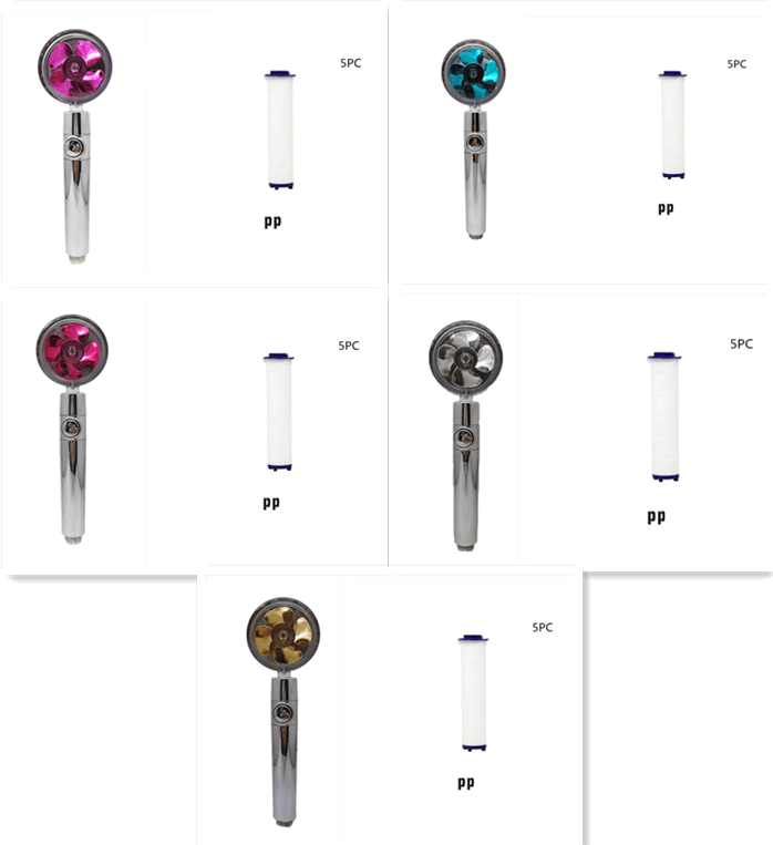 Water Saving Shower Head with 360-Degree Rotation - Pressurized, Built-in Turbofan, Detachable